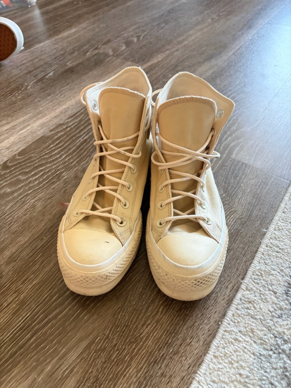 Converse High-Top Canvas Sneakers in Cream